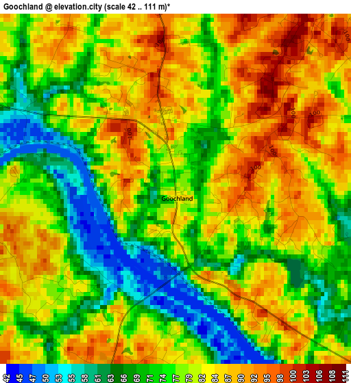 Goochland elevation map