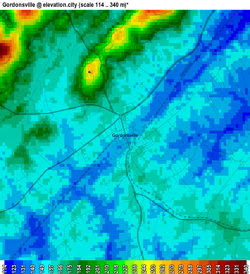 Gordonsville elevation map