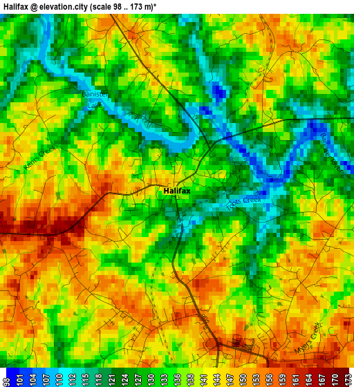 Halifax elevation map