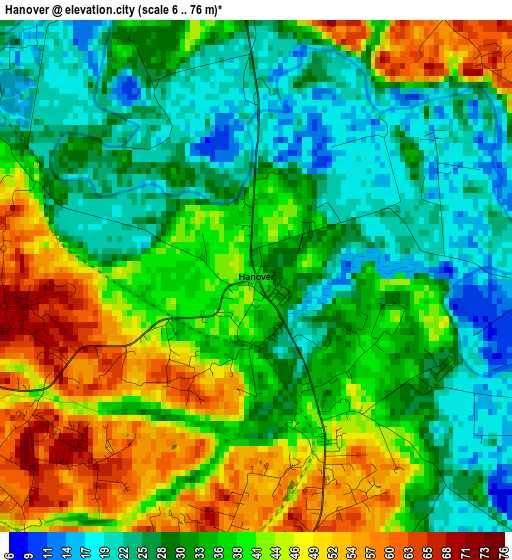 Hanover elevation map