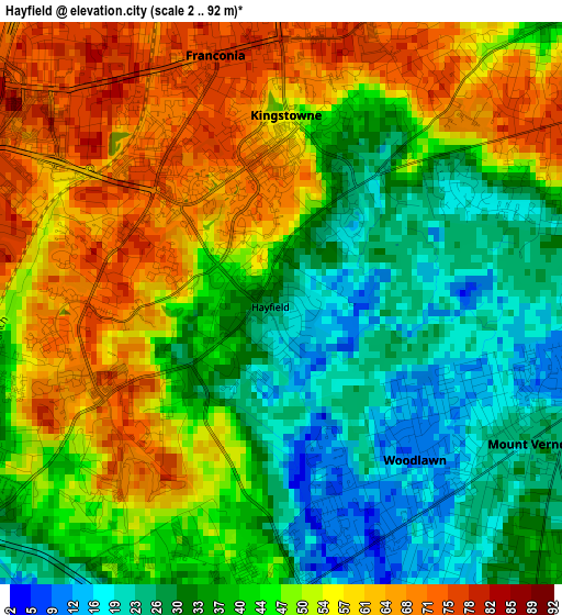 Hayfield elevation map