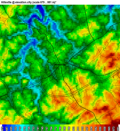 Hillsville elevation map