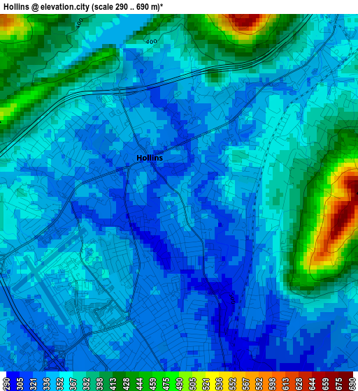 Hollins elevation map