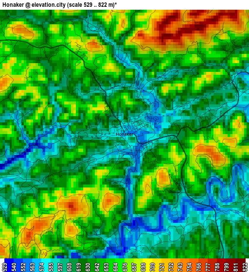 Honaker elevation map