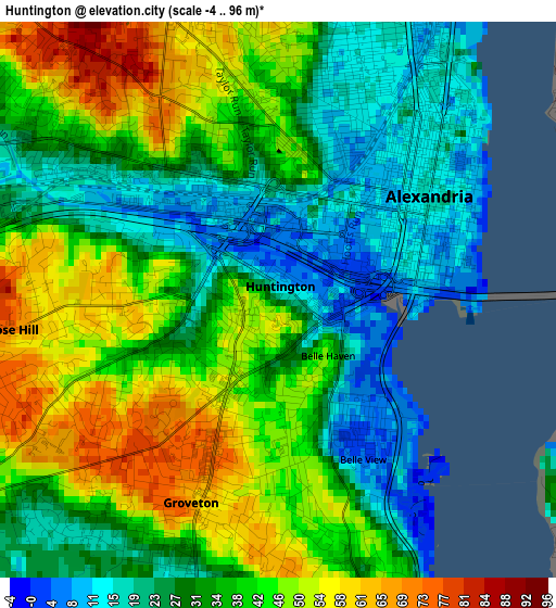 Huntington elevation map