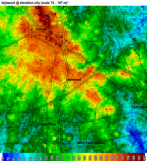 Idylwood elevation map