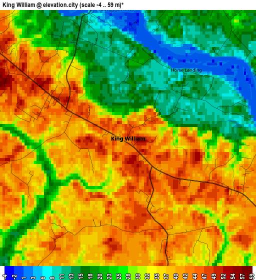 King William elevation map