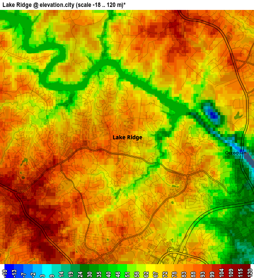 Lake Ridge elevation map