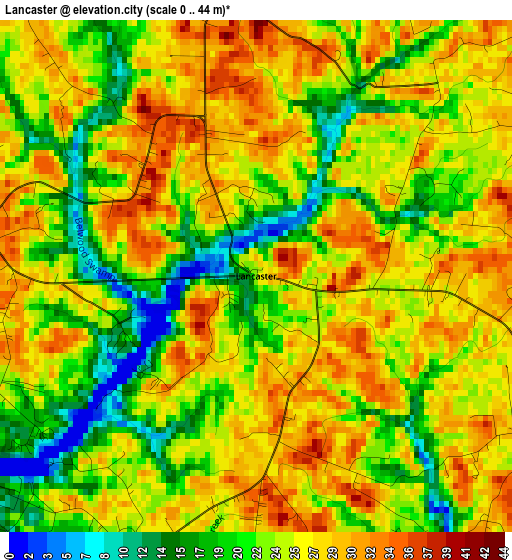 Lancaster elevation map