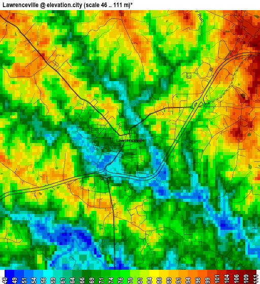 Lawrenceville elevation map