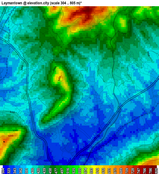 Laymantown elevation map