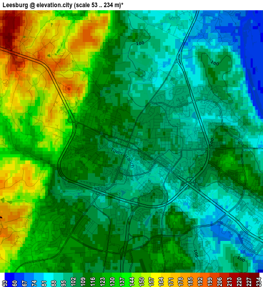 Leesburg elevation map