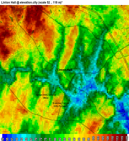 Linton Hall elevation map