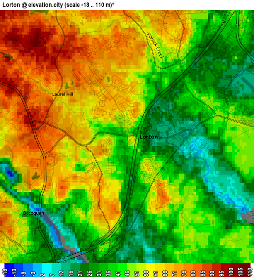 Lorton elevation map