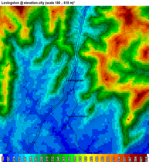 Lovingston elevation map