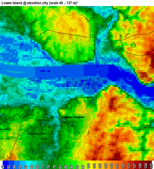 Lowes Island elevation map