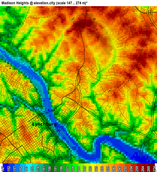 Madison Heights elevation map