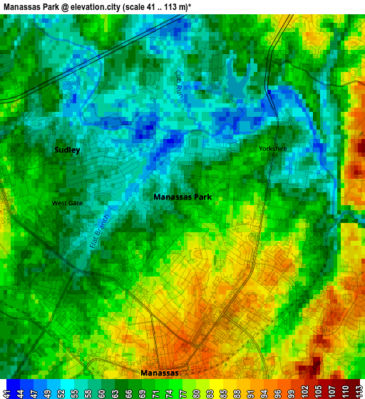 Manassas Park elevation map