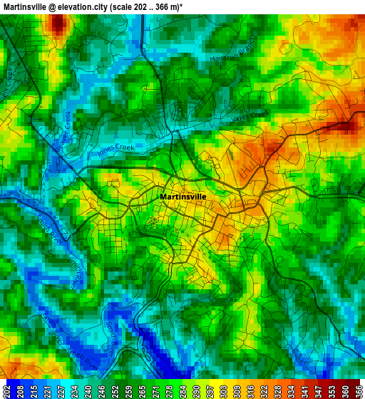 Martinsville elevation map