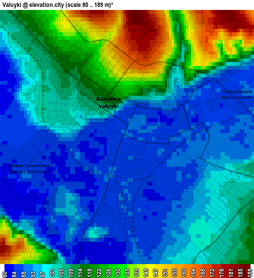 Valuyki elevation map