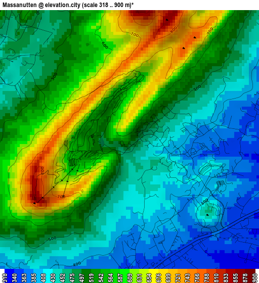 Massanutten elevation map