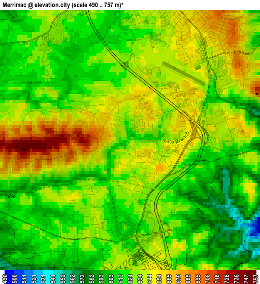 Merrimac elevation map