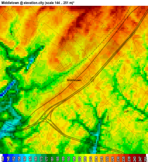 Middletown elevation map