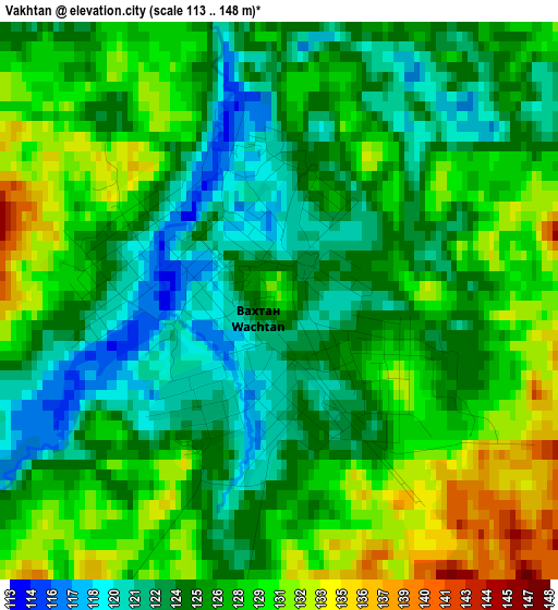 Vakhtan elevation map