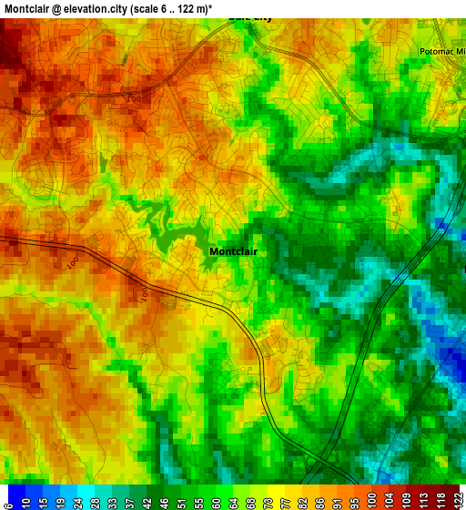 Montclair elevation map