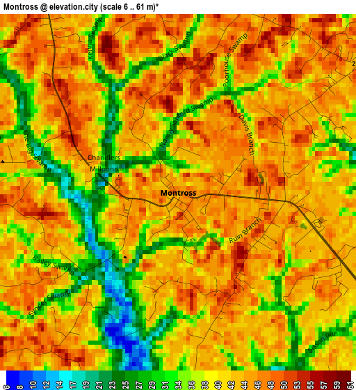 Montross elevation map