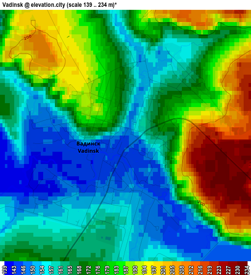 Vadinsk elevation map