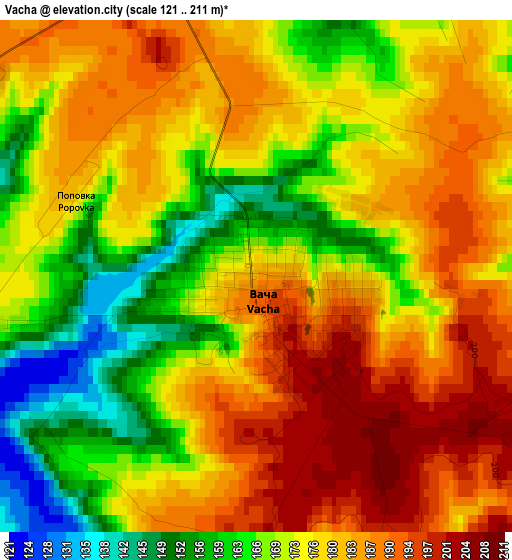 Vacha elevation map