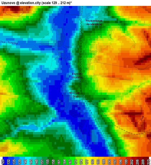 Uzunovo elevation map