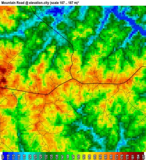 Mountain Road elevation map