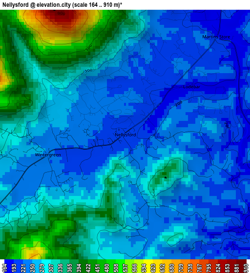 Nellysford elevation map