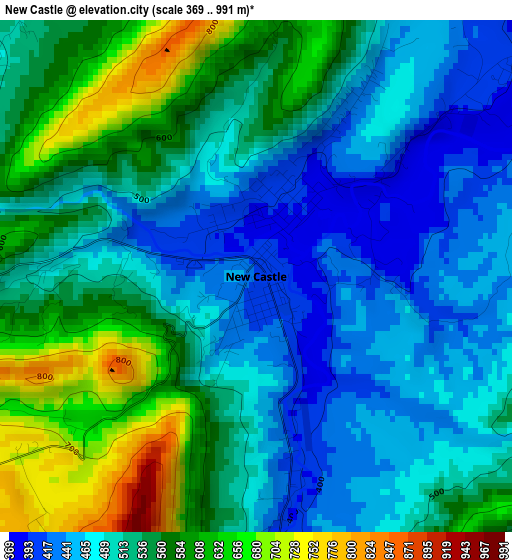 New Castle elevation map