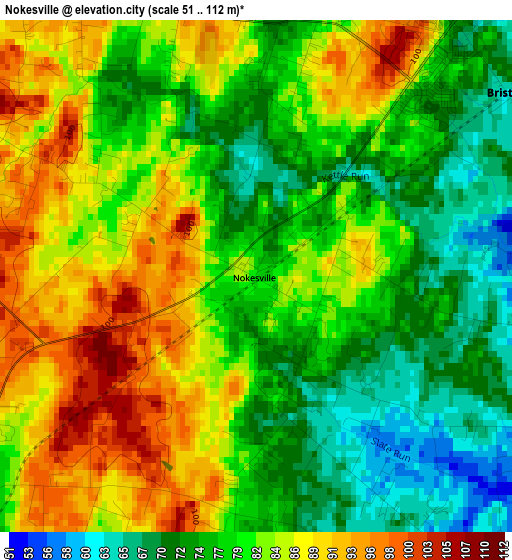 Nokesville elevation map