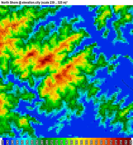 North Shore elevation map