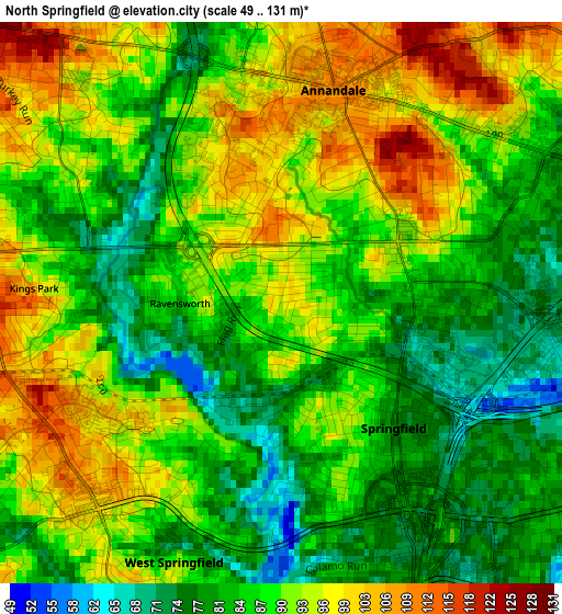 North Springfield elevation map