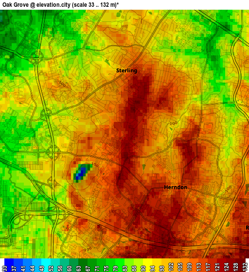 Oak Grove elevation map