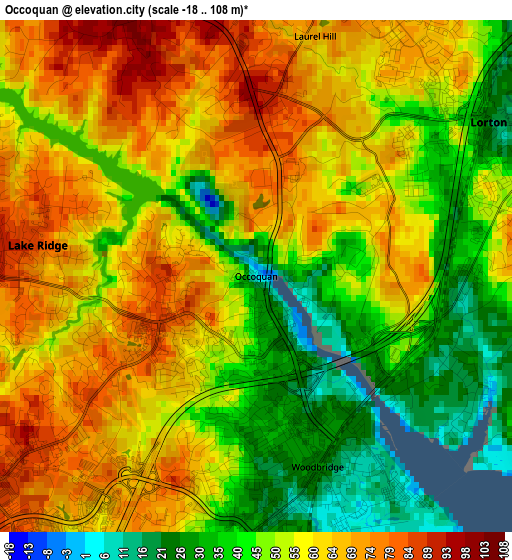 Occoquan elevation map