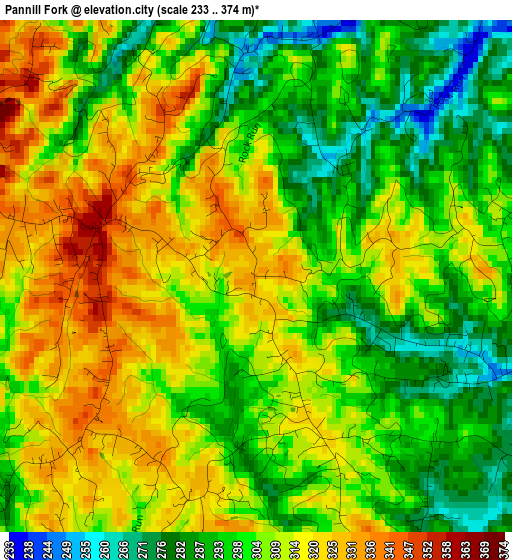 Pannill Fork elevation map