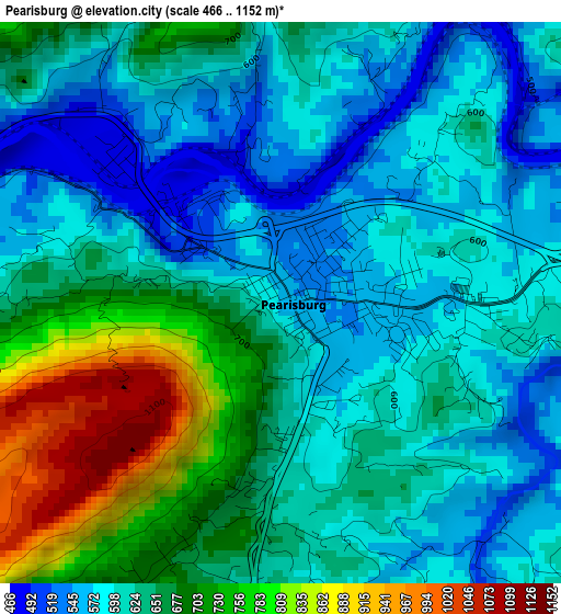 Pearisburg elevation map