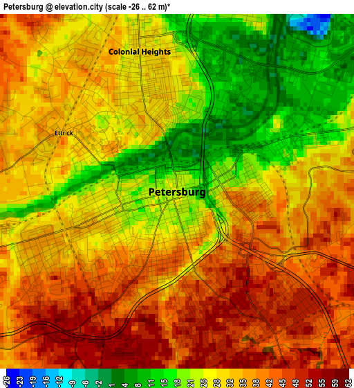 Petersburg elevation map