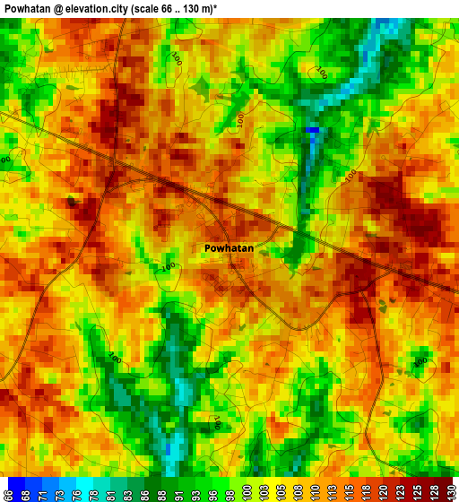 Powhatan elevation map