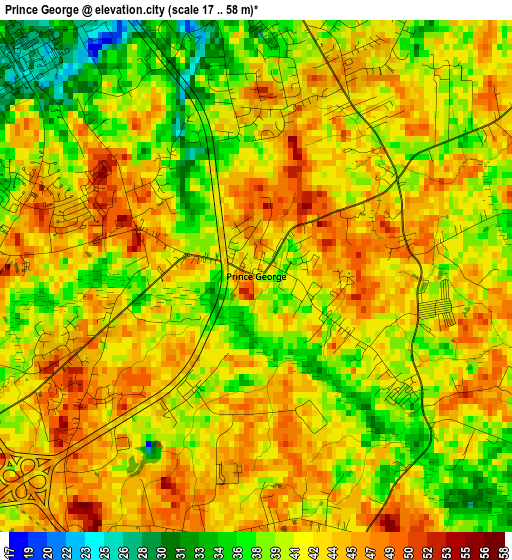 Prince George elevation map