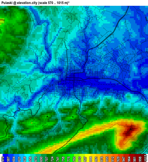 Pulaski elevation map