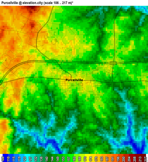 Purcellville elevation map