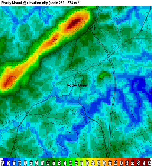 Rocky Mount elevation map