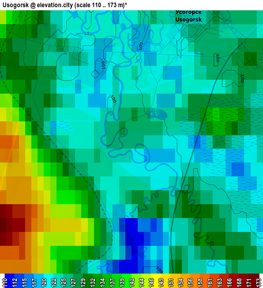 Usogorsk elevation map